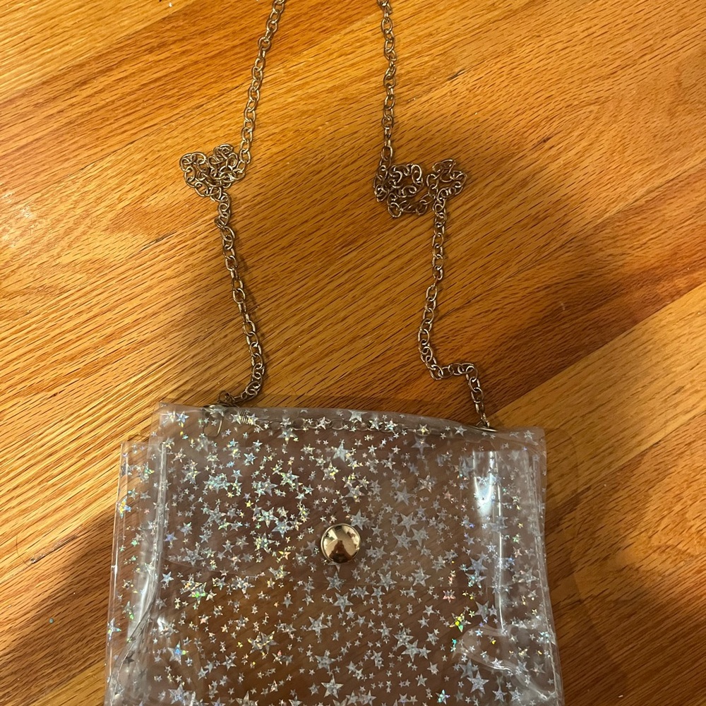 Clear Star-Patterned Chain Bag